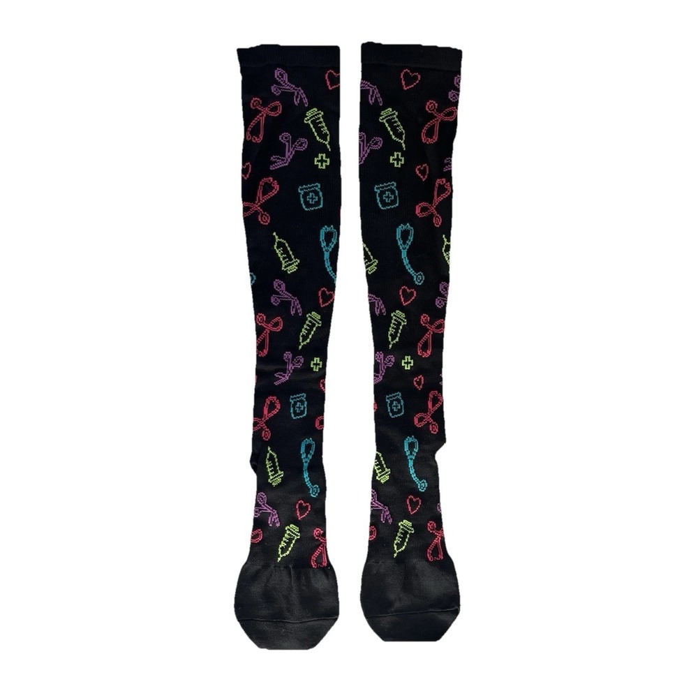Nurse Mates‎ Long Compression Socks Medical Symbols NWOT